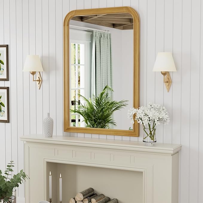 WallBeyond Wood Bathroom Mirror 20" x 30" Wooden Arched Wall Mirror Farmhouse - Image 4