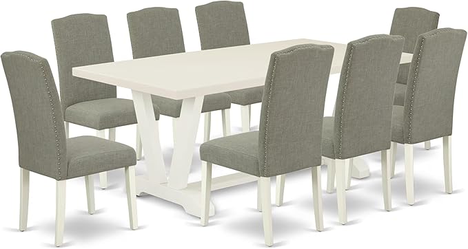East West Furniture V027EN206-9 9 Piece Dining Room Set Includes a Rectangle by EastWestFurniture