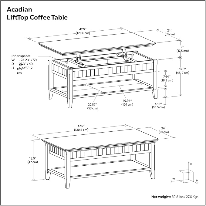 SIMPLIHOME Acadian Lift Top Coffee Table - Image 3