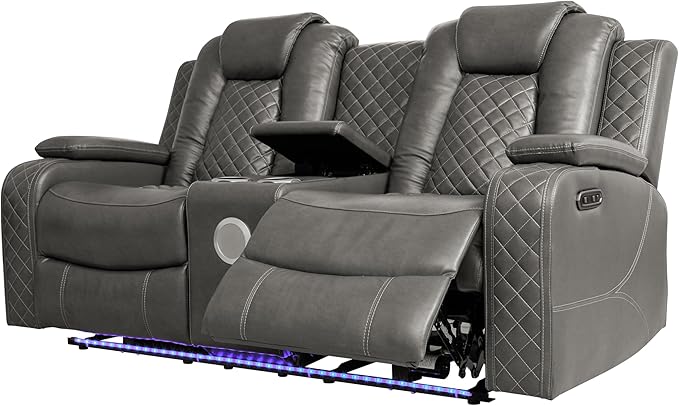 Ball & Cast Power Recliner Sofa Set Leather Reclining Sofa Set Living Room - Image 7