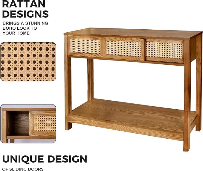 ZYBT Long Console Table, Rattan Entry Table, Console Tables - Image 6
