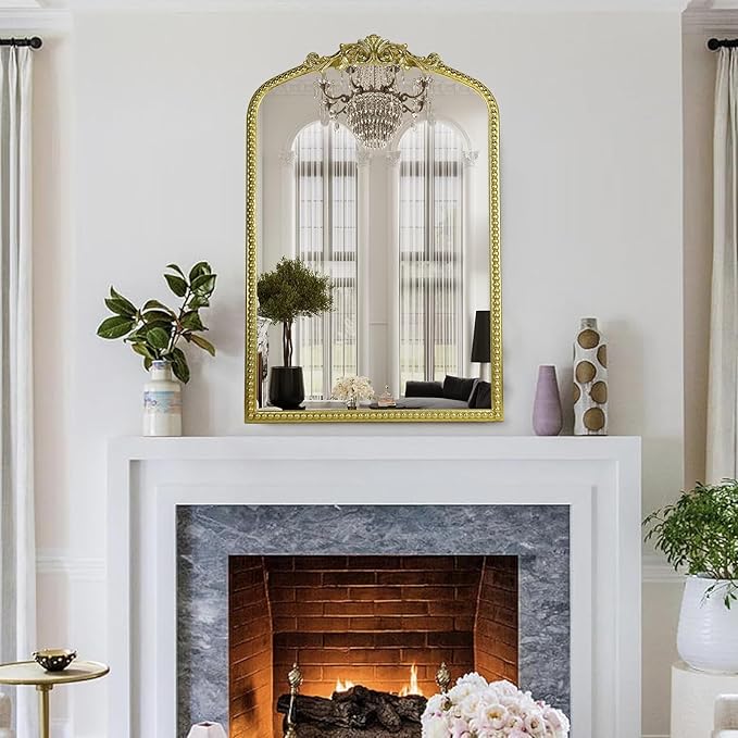 Gold Vintage Mirror, Arched Antique Mirror - Image 7