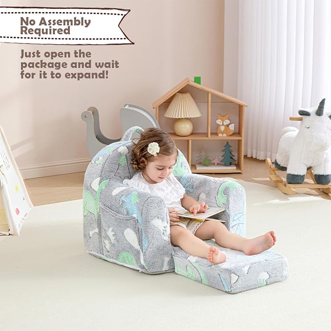Toddler Chair Comfy, Toddler Couch Fold Out, 2-in-1 Kids Sofa, Flip Out Kids - Image 5
