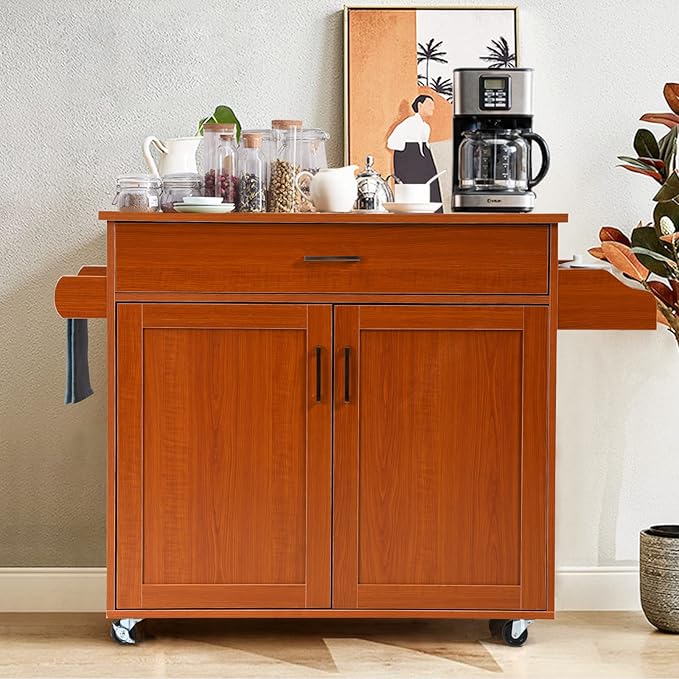 COSTWAY Kitchen Island Cart, Rolling Storage Trolley Cart - Image 8