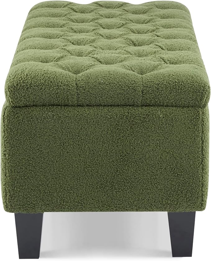 Christopher Knight Home Ottilie Boucle Fabric Storage Ottoman Bench, Wooden - Image 10