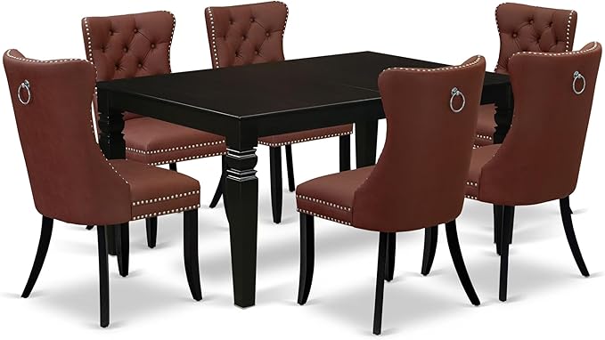 East West Furniture LGDA7-BLK-26 7 Piece Dining Table Set Contains a Rectangle by EastWestFurniture