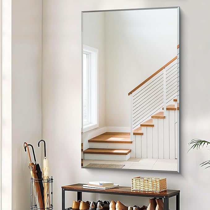 60x36 Large Beveled Mirror, Frameless Beveled Bathroom Mirrors - Image 6