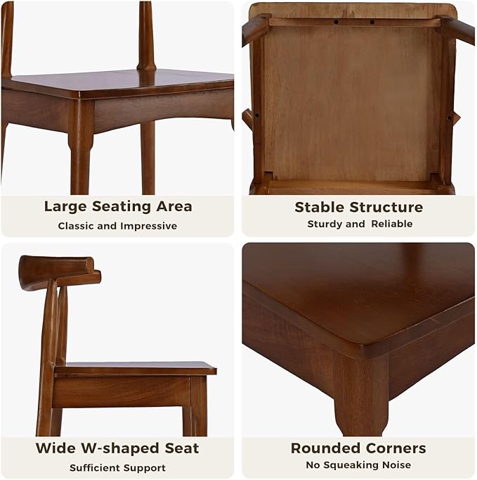 DELAVIN Solid Wood Dining Chairs Set of 4, Kitchen Chairs - Image 6