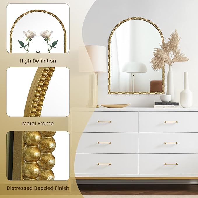 WallBeyond Gold Vintage Mirror for Vanity 22x30 Inch, Living Room - Image 8