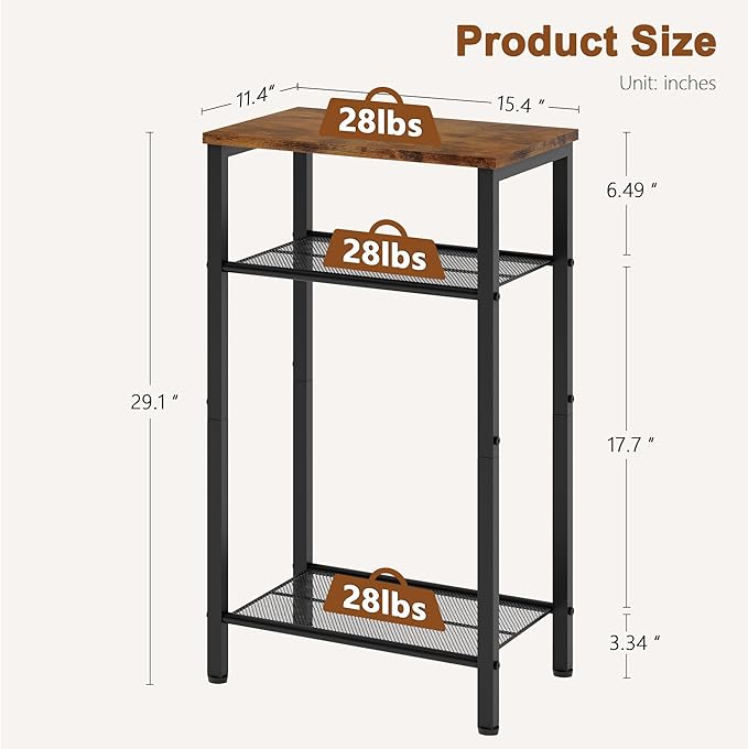 Hoctieon 2-Set 3 Tier End Table, Telephone Table Set of 2, Tall Side Table - Image 3