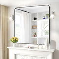 39" x 39"Bathroom Mirror, Matte Black Wall Mirror by DESBING