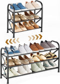 3-Tier Expandable Shoe Rack for Closet，Adjustable Shoe Rack，Black Metal Free by Atrastout