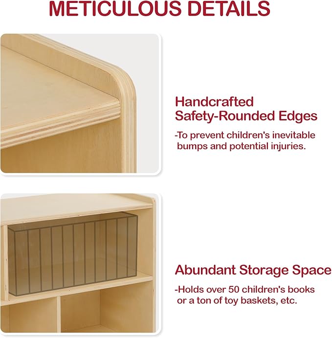 Monläurd® 100% Birch Cabinet, 5-Section Montessori Wooden Bookshelf & Storage - Image 5