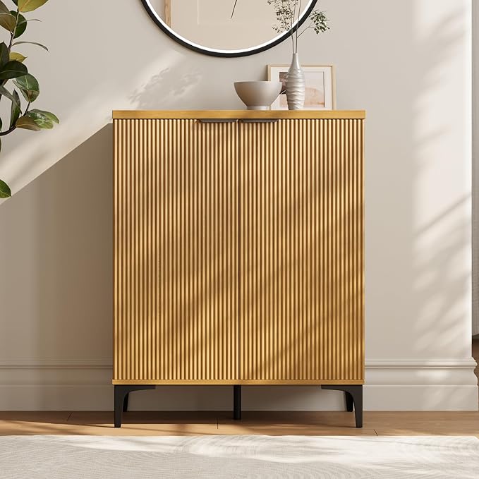 Fluted Sideboard Buffet Cabinet, 2 Doors Side Board Storage Cabinet, Buffet by Unknown