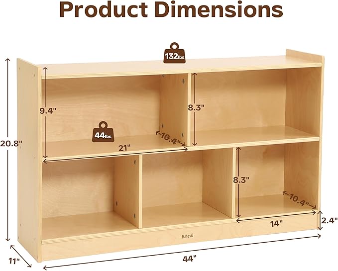 Toy Storage Organizer for Kids Room, Wooden Kids Bookshelf for Classroom - Image 2
