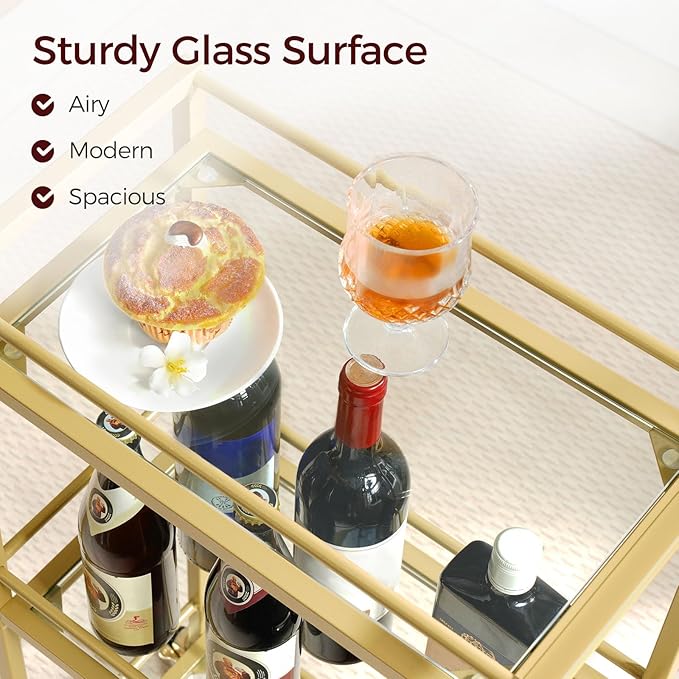 Bar Cart for The Home, 3-Tier Drink Cart on Wheels, Home Bar Serving Cart - Image 4