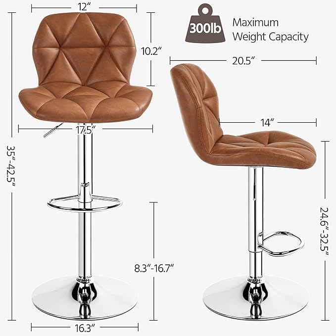 Yaheetech Barstools Set of 2, Modern Kitchen Island Stools - Image 3