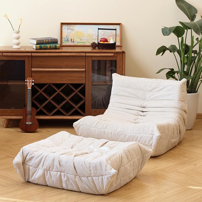 N&V Fireside Chair, Mid Century Armless Floor Sofa, Soft Premium Chenille Floor - Image 6