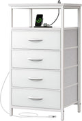 Huuger Night Stand with Charging Station, Bedside Table, Tall Nightstand with by Huuger