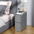 VICITON Modern Narrow Faux Leather Nightstand, Solid Wood Drawer, Storage by Unknown
