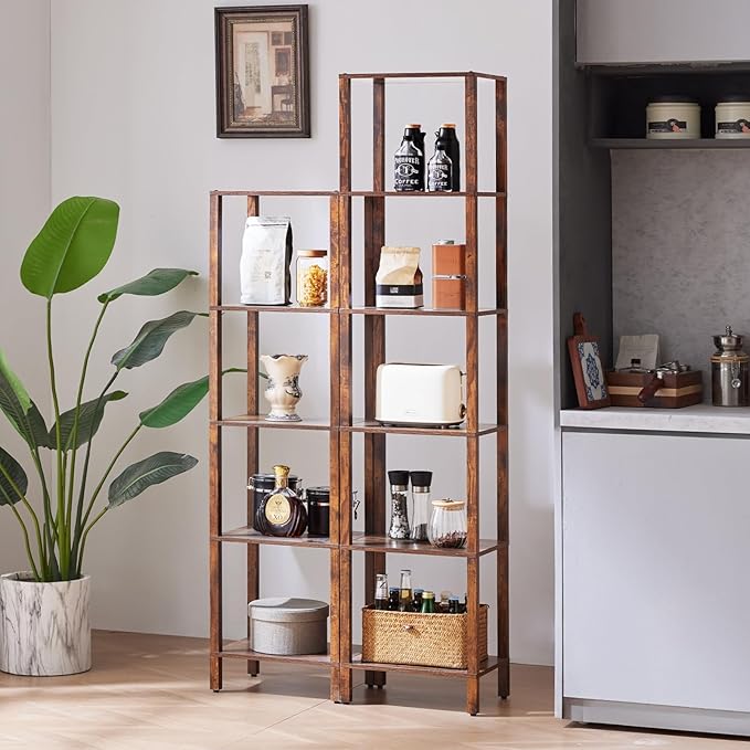 54in Tall Bookshelf 5-Tier Small Narrow Bookcase, Skinny Book Shelf - Image 8