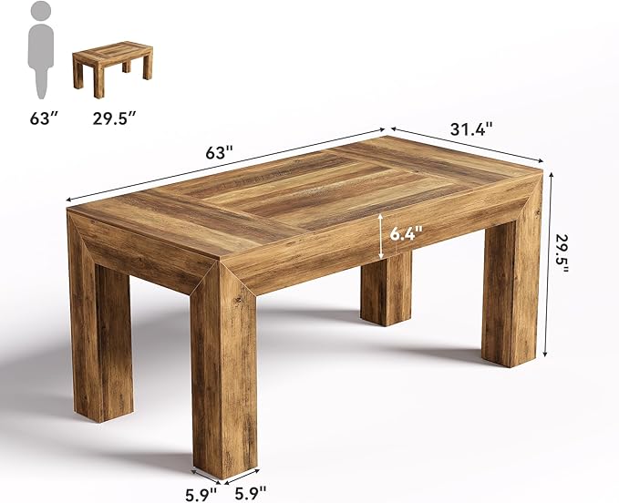 LITTLE TREE Modern Dining Table, Rectangle Heavy Duty Kitchen Table - Image 3