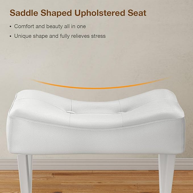 18-Inch Leather Vanity Stool Chair, Vanity Bench - Image 4