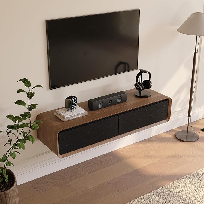 POVISON Fully-Assembled Minimalist Floating TV Stand, Modern Wall-Mounted - Image 7