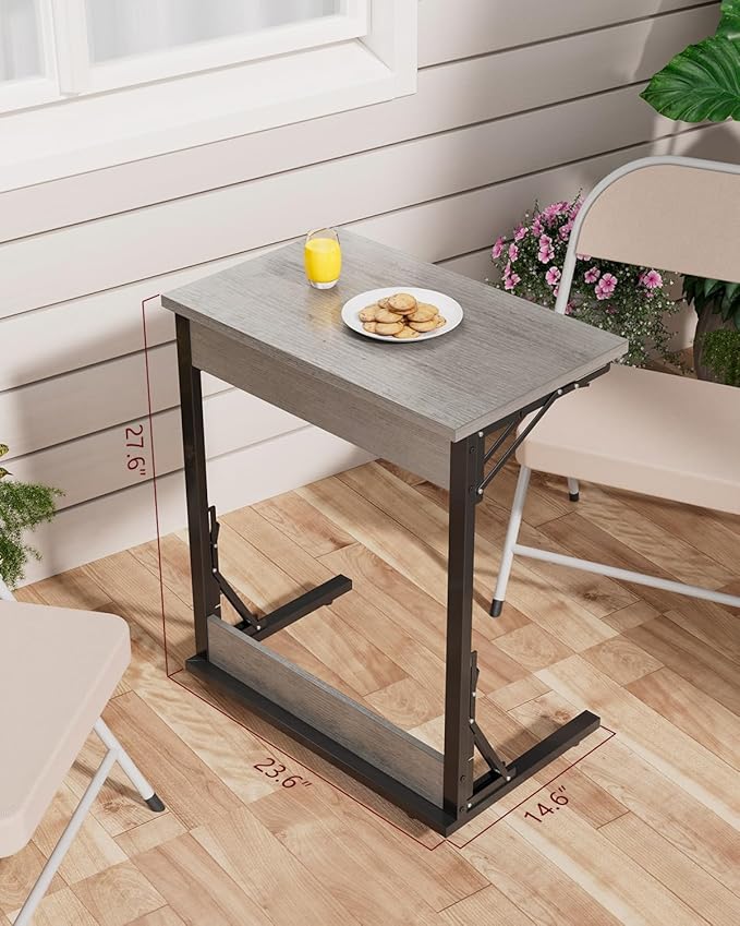 Tatub 24" Wide Folding C-Shaped End Table, Small Side Desk - Image 7