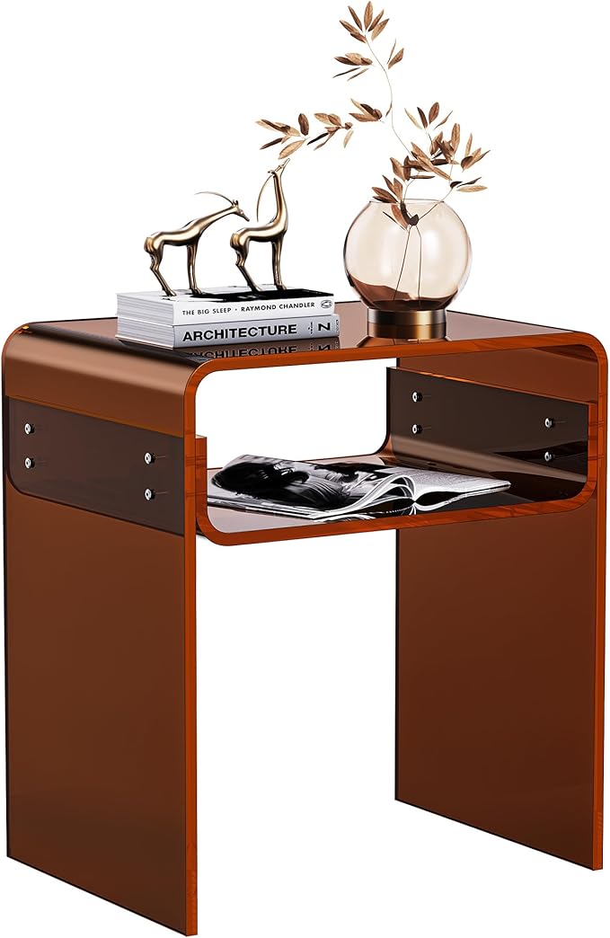 Clear Acrylic End Table 2-Tier Bedside Nightstand by AcrylicFurnitureHomeDecor