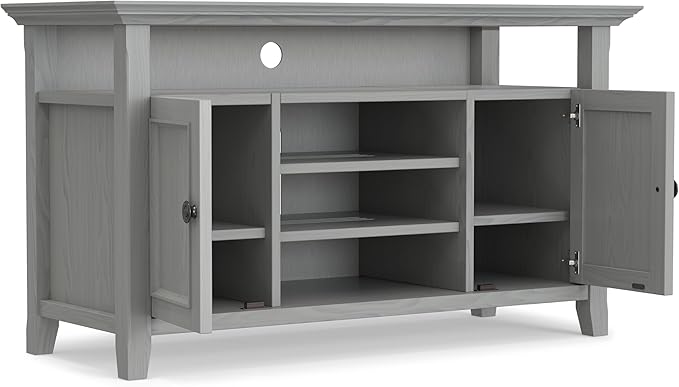 SIMPLIHOME Amherst 54-inch Wide Solid Wood TV Stand in Fog Grey, - Image 4