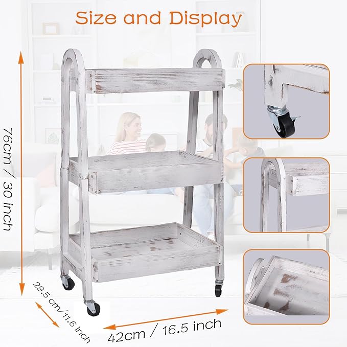 3-Tier Rolling Utility Cart - Image 2