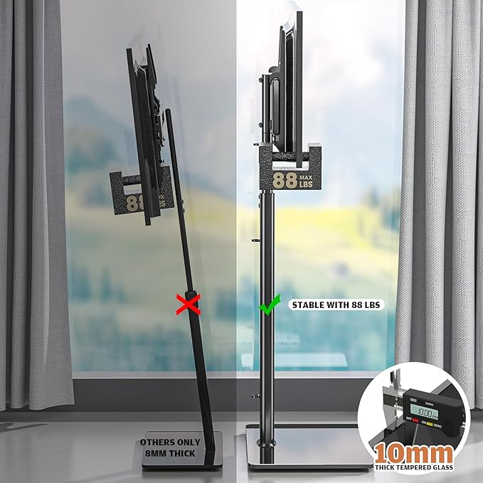 Universal Floor TV Stand with Mount 80 Degree Swivel Height Adjustable and - Image 6