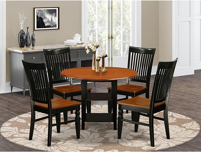 East West Furniture SUWE5-BCH-W 5 Piece Dining Set Includes a Round Dining Room - Image 6