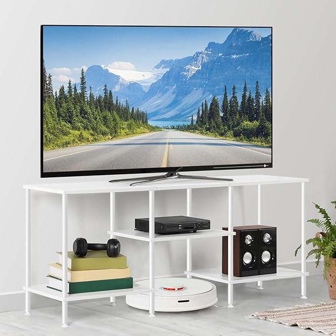 OYEAL White TV Stand for Bedroom Modern Entertainment Center Table by OYEAL