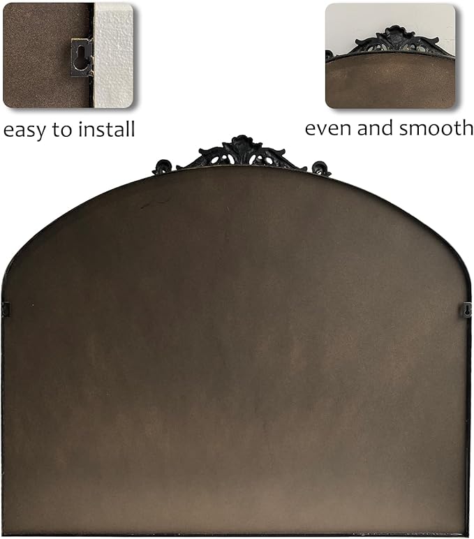 WAMIRRO Ornate Black Mirror, Vintage Arched Baroque Antique Mirorrs - Image 5