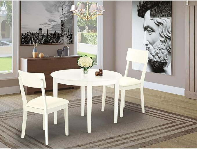 East West Furniture BOAD3-LWH-LC 3 Piece Dining Table Set - Image 6