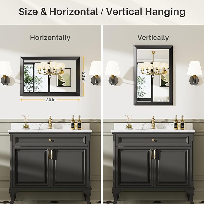 20x30 Inch Black Bathroom Mirror - Image 5