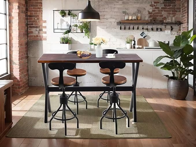 Bar Table, for Narrow Space, Living Room, Rustic Brown Wood, Industrial Black - Image 6