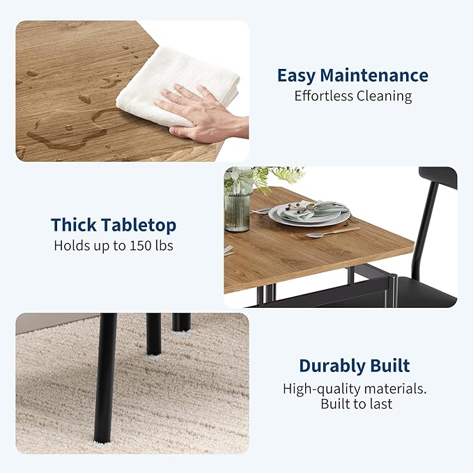 IDEALHOUSE 3 Piece Dining Room Table Set, Kitchen Table Set - Image 4