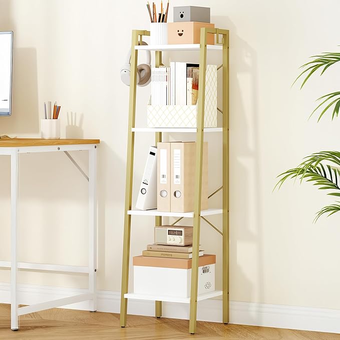 Ladder Shelf, Bookshelf Bookcase, Freestanding Corner Storage Shelve by Hzuaneri