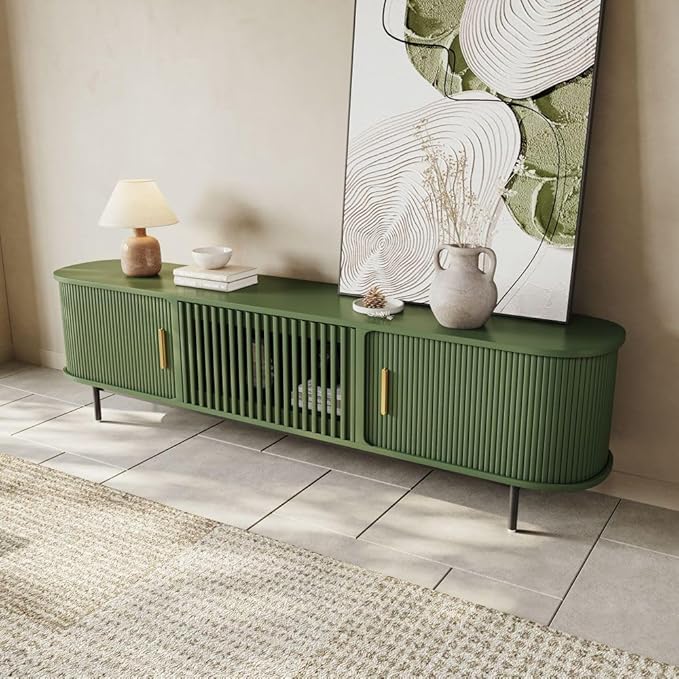 POVISON Fully-Assembled Modern Green TV Stand - Image 7