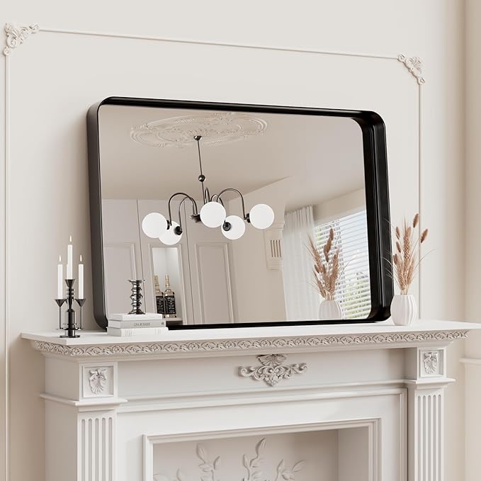 Koonmi Black Wall Mirror for Bathroom, 24x36 Inch Matte Deep Framed Rounded - Image 5