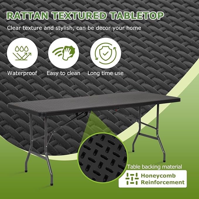 BestOffice Outdoor Folding Camping Table Plastic Table Portable Square Height - Image 7