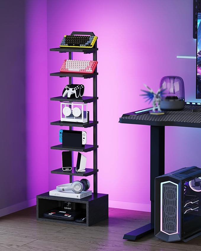 8-Tier Bookshelf, LED Bookcase - Image 7