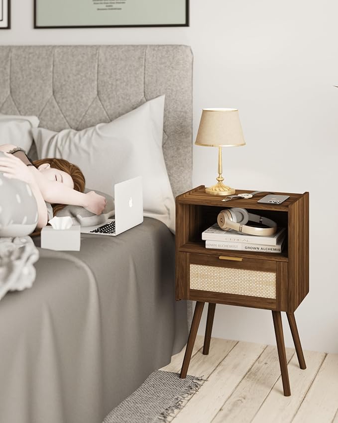 Rattan Nightstand, Modern Bedside Table - Image 7