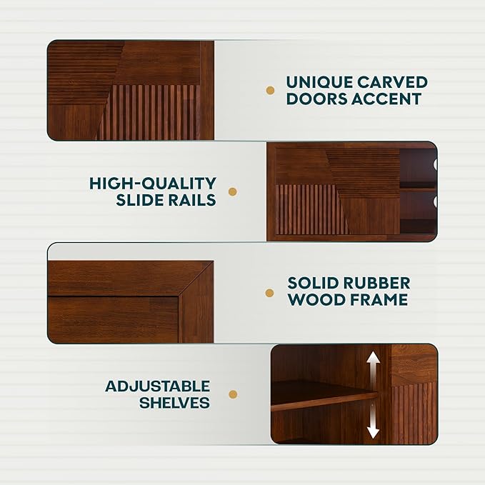 Bme Trapeze TV Stand for Living Room – Wooden Media Console - Image 5