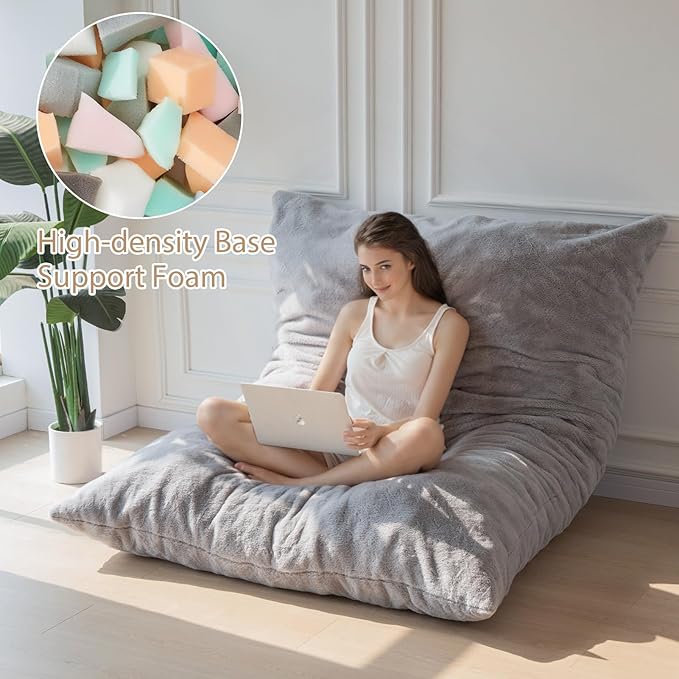 BYBYME 3 in 1 Bean Bag Chair, Convertible Chair Folds from Bean Bag to Lounger - Image 5