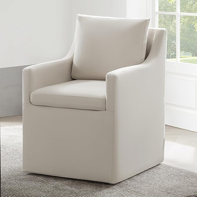 Upholstered Dining Chairs with Casters Washable Cover Side Deskchair with by Kislot