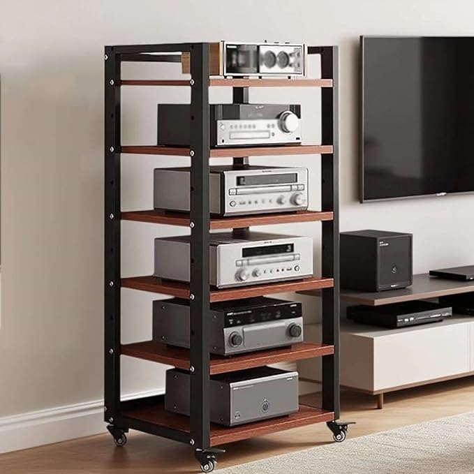 6 Tier Audio Rack Tower, CD Record Player Stereo Receiver AV Equipment Cabinet by Dernoing